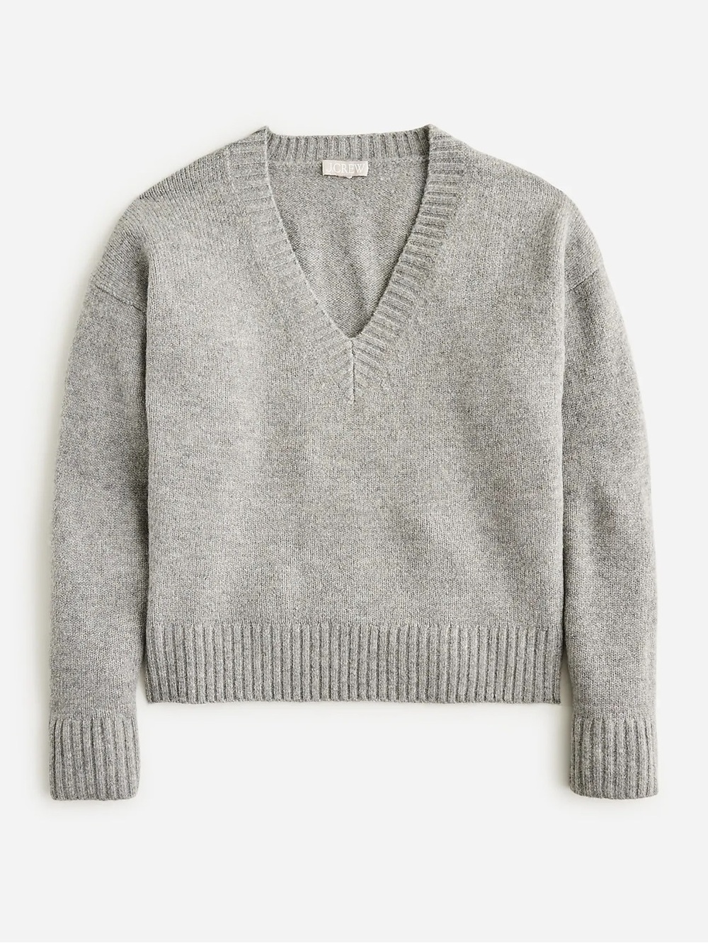 j crew cashmere shrunken v neck sweater grey
